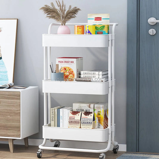 Étagère de Cuisine Rotative 3 Niveaux en Acier Inoxydable